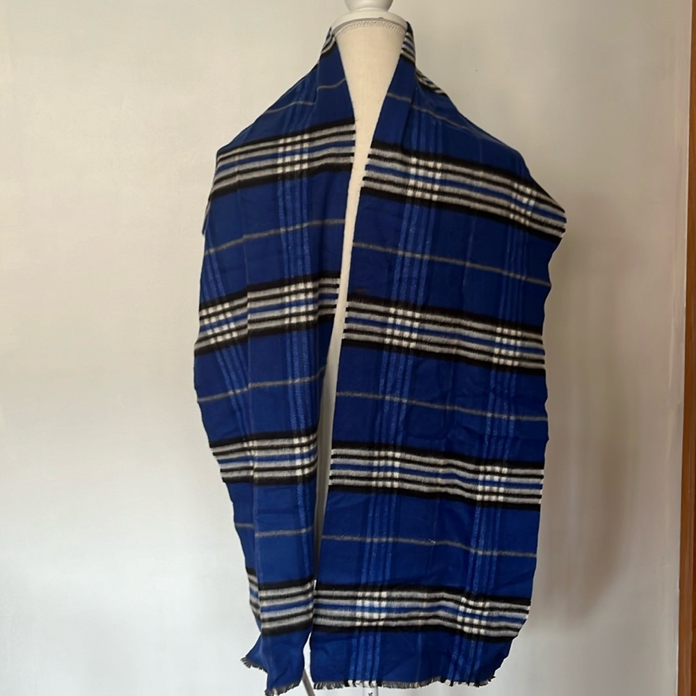 Eco V. Fraas Long Scarf Blue plaid  nwt